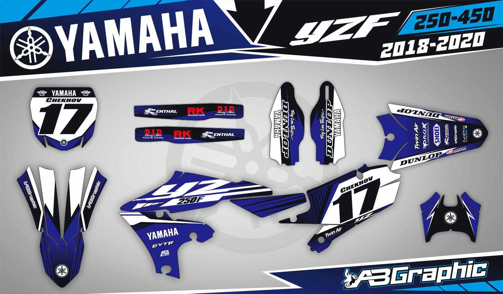 Наклейки Графіка Yamaha YZF YZ WRF WR TTR DT XTX 125 250 400 450 660