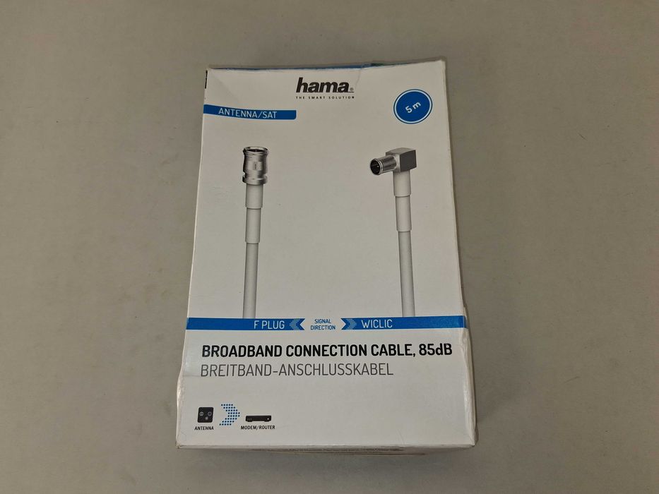 N131 Kabel Antenowy Szerokopasmowy Hama 5m F Plug Wiclic HDTV 85dB