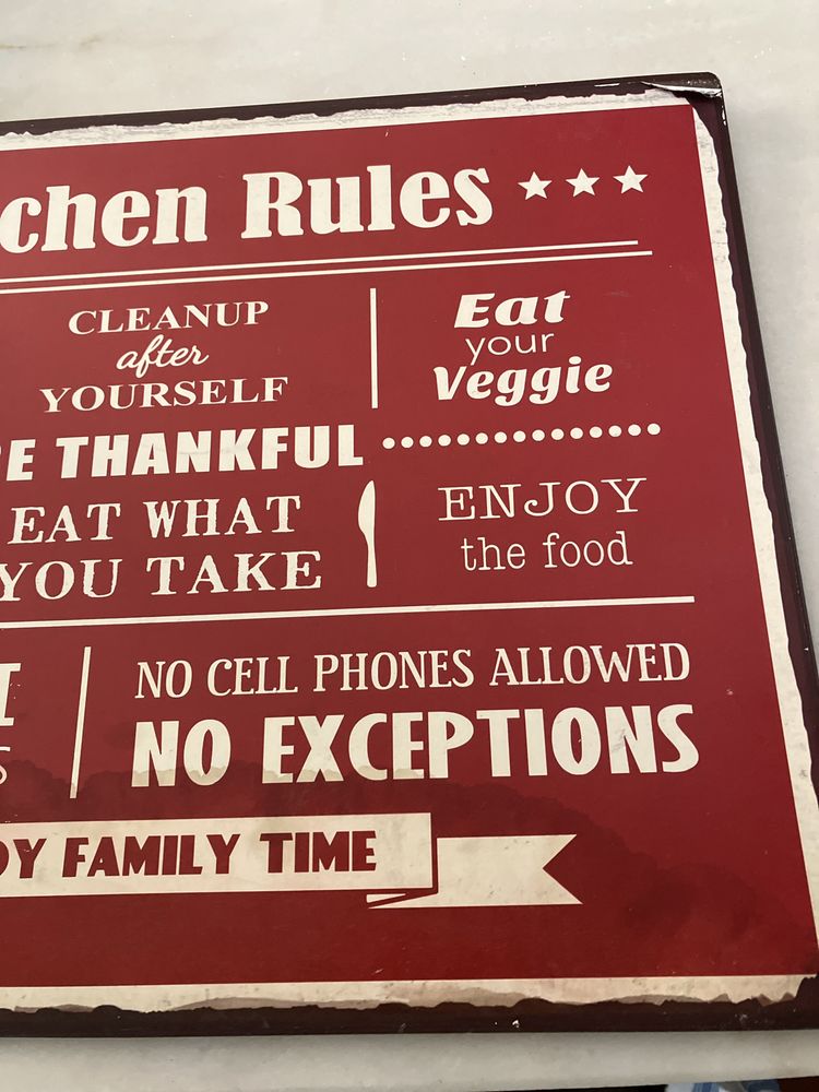 Placa de metal Kitchen rules