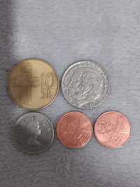 Monety 1 i 10 Koron, 50 Halerzy, 5 Centów