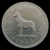 Moeda de 2 1/2 Shillings - 1964 - Rodésia