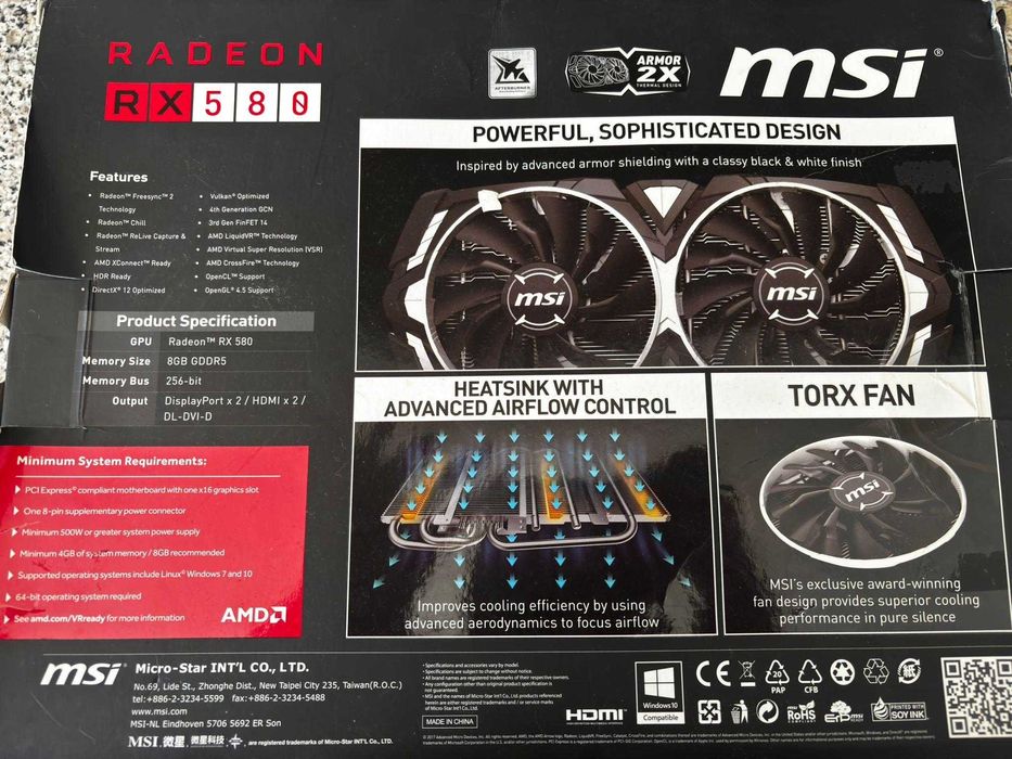 MSI RX580 8GB – Placa Gráfica para Gaming