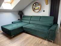 Piękna zielona sofa Volta AGATA meble + stolik i lampa