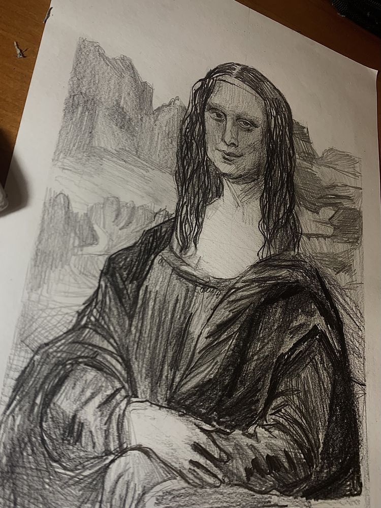 Desenho a carvão Mona Lisa