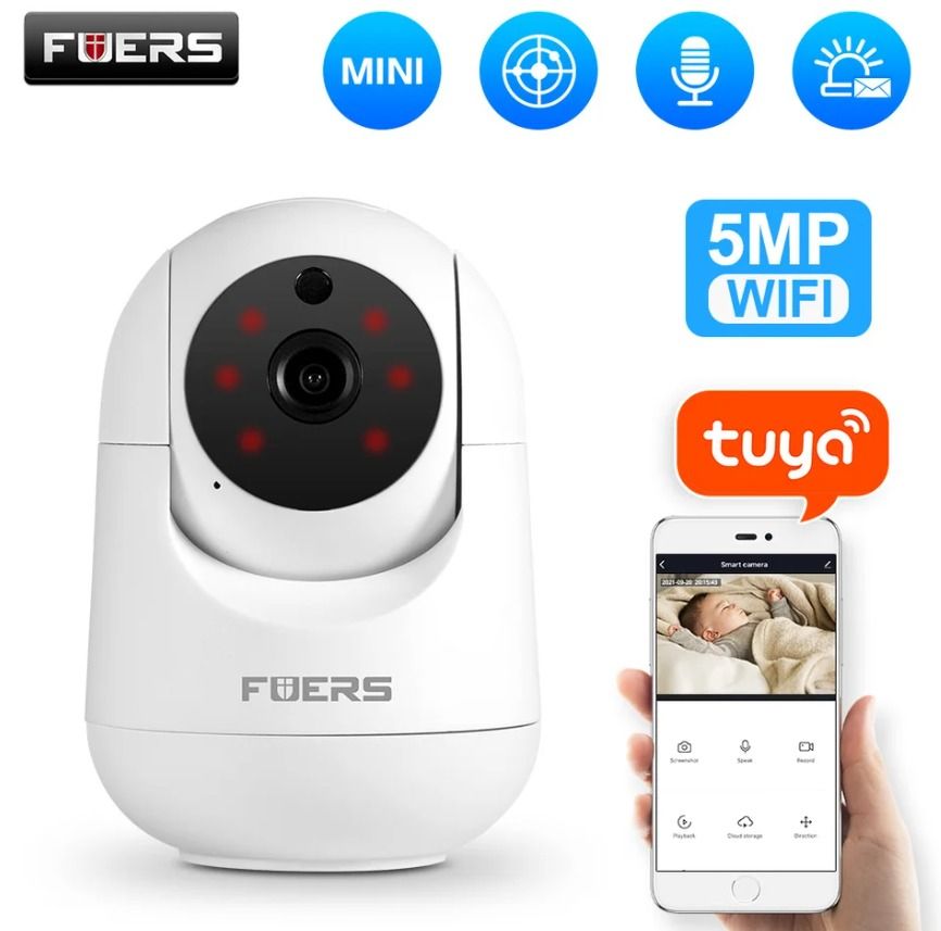 Видеоняня ip Fuers 3mp Tuya Smart Home Видеокамера. Приложение, WiFi