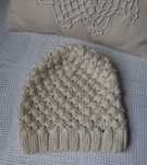 H&M kremowa beanie czapka smerfetka wzorek wełniana acryl L XL