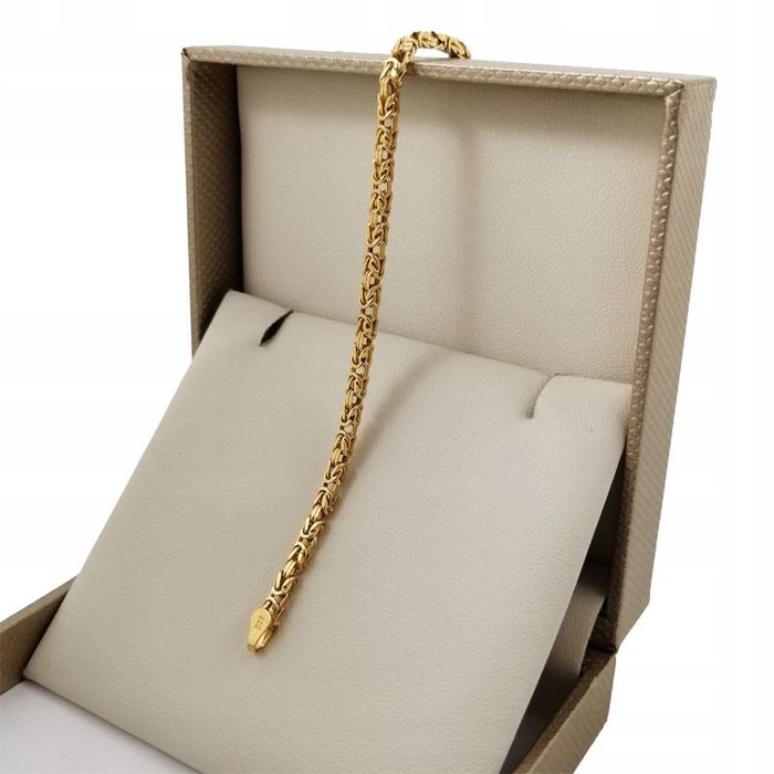 Złota Bransoletka Dla Kobiety Splot Królewski 20cm Srebro 925/585 + Gr