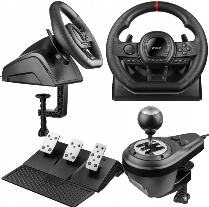 Kierownica do komputera 6w1 skrzynia biegów pedały kierownica wyścig