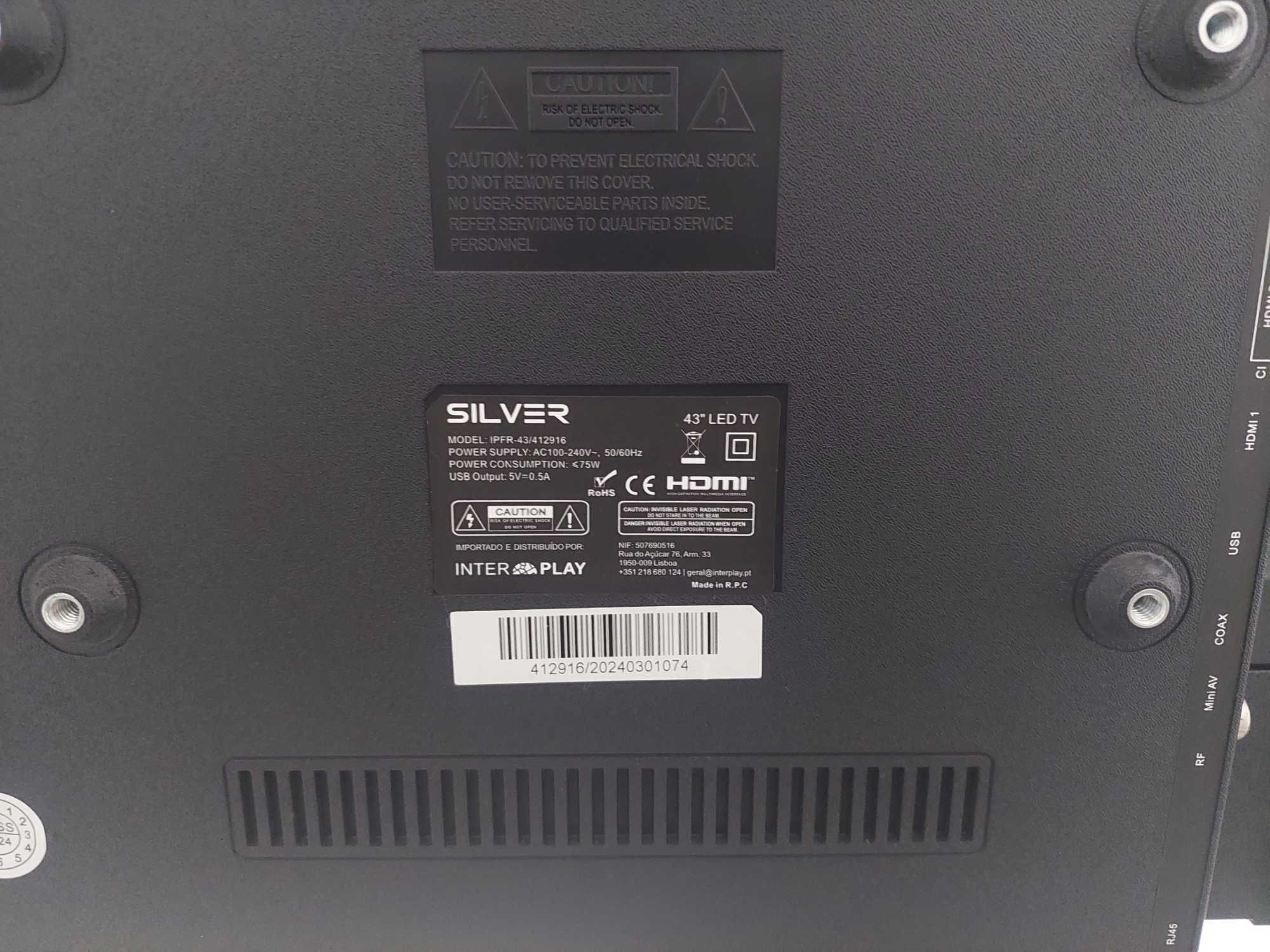 Smartv Silver 43 POLEGADAS!  Como nova! 4 meses de uso.