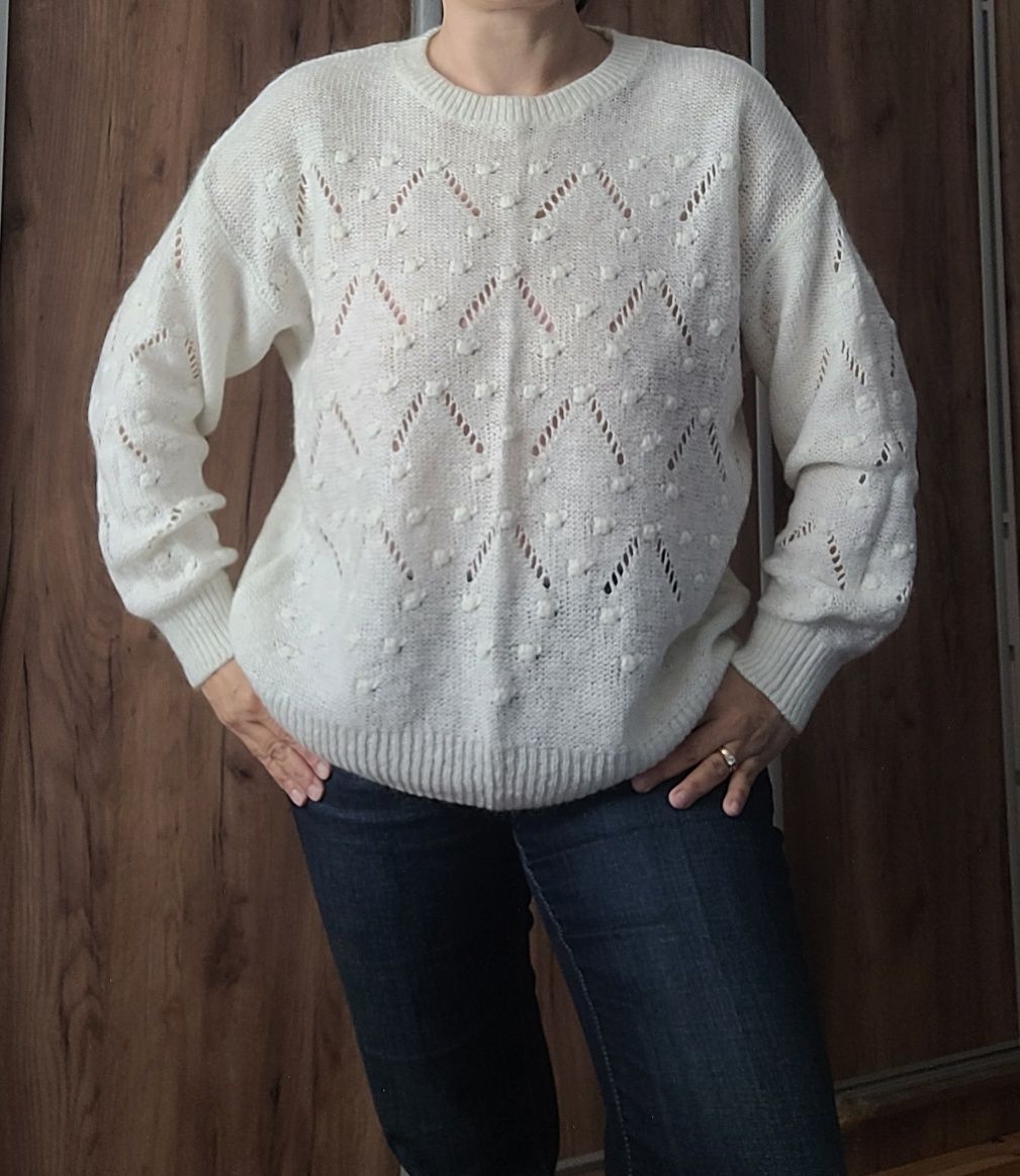 Sweter ażurowy z moherem H&M