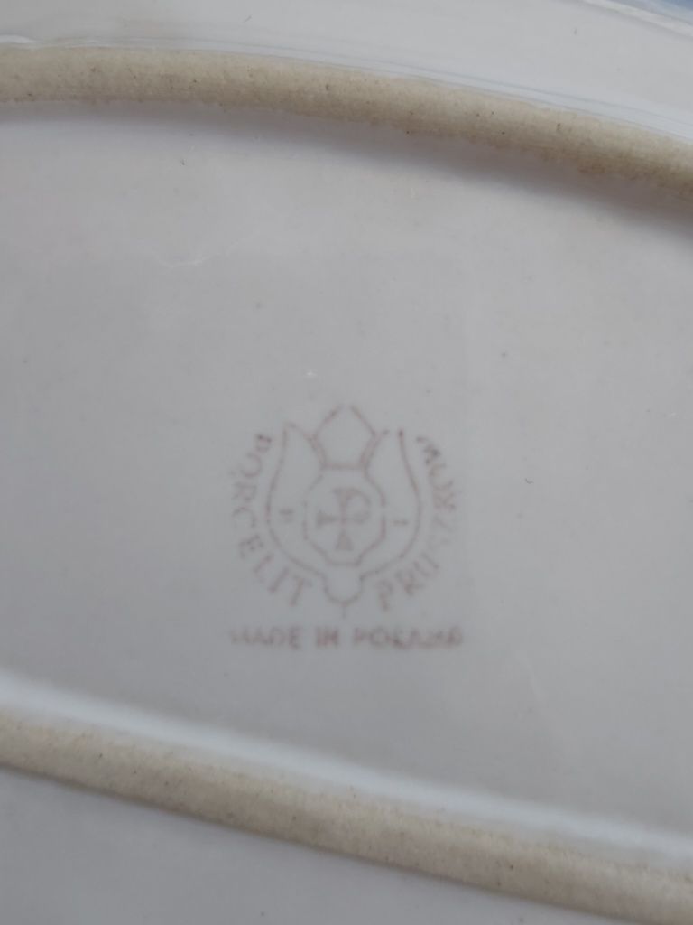 Ceramika porcelana fajans porcelit Pruszków 2 talerze półmiski PRL