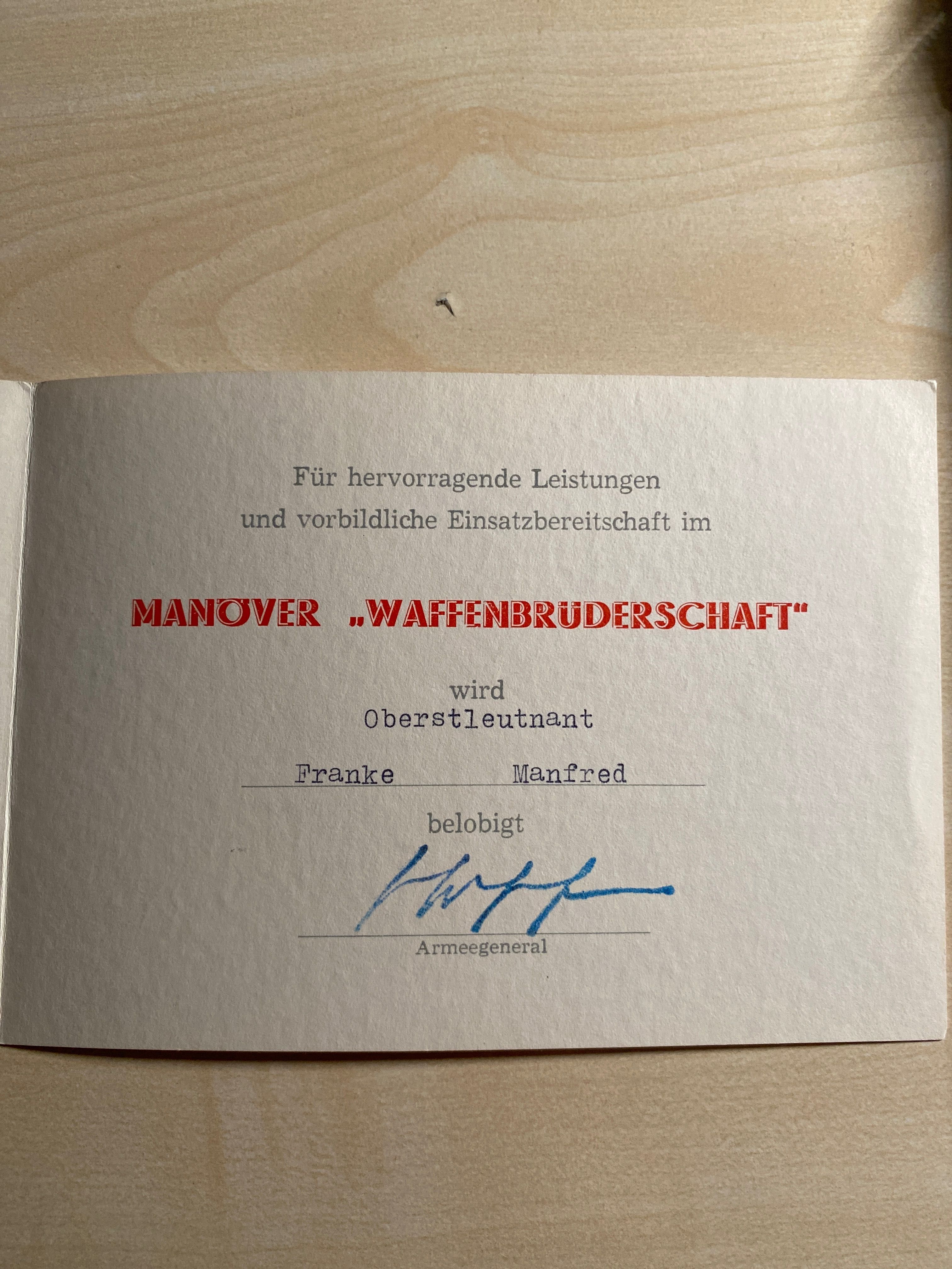 Heinz Hoffmann minister obrony NRD autograf
