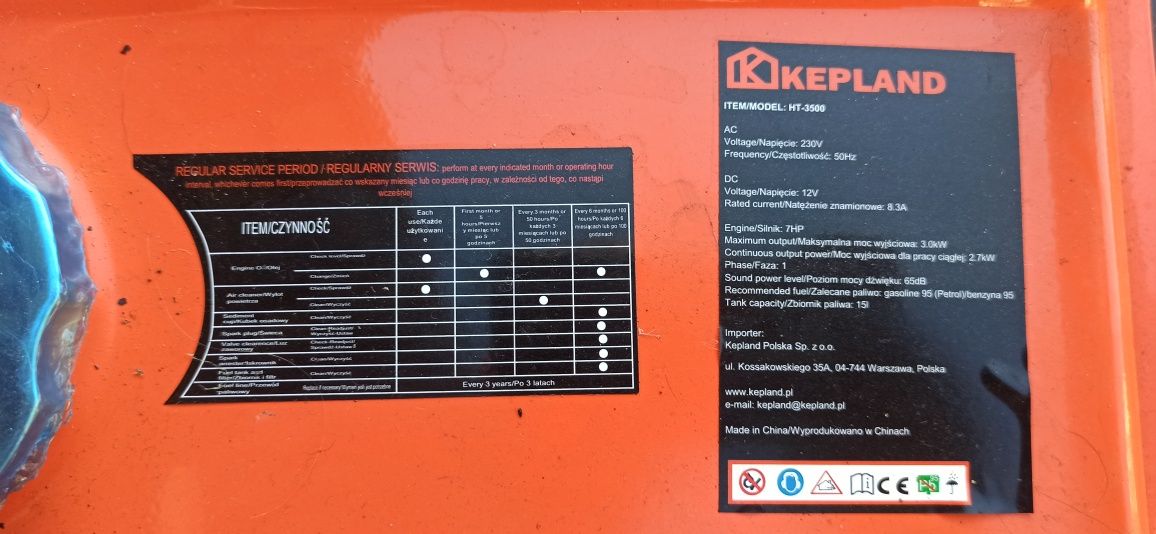 Agregat prądotwórczy uszkodzony