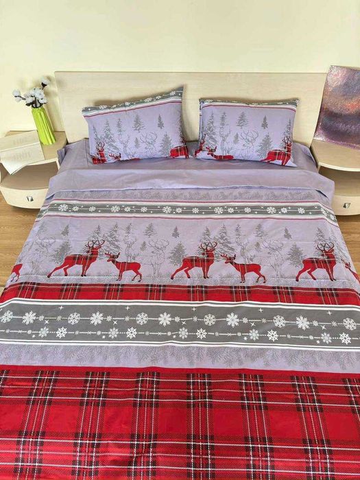 Комплекти Постільної білизни Новорічні полуторні,святкові 100% бавовна