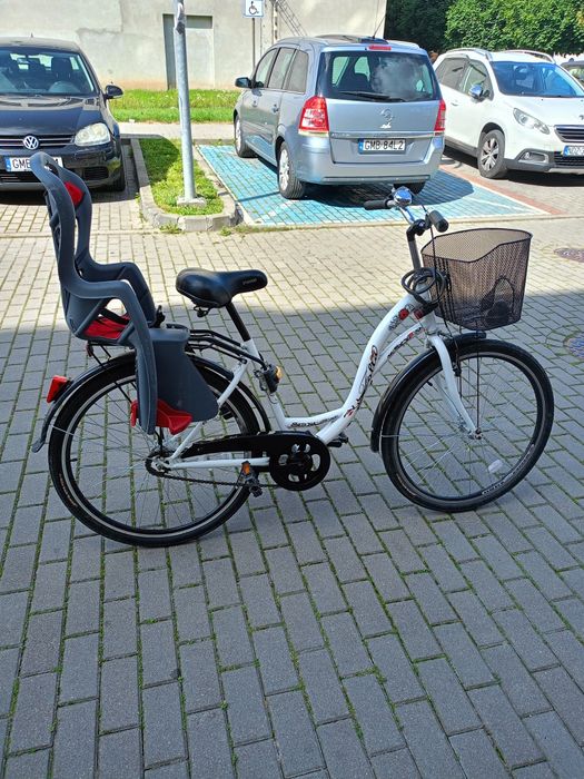 Rower miejski damski rozmiar kół 26 cali z fotelikiem