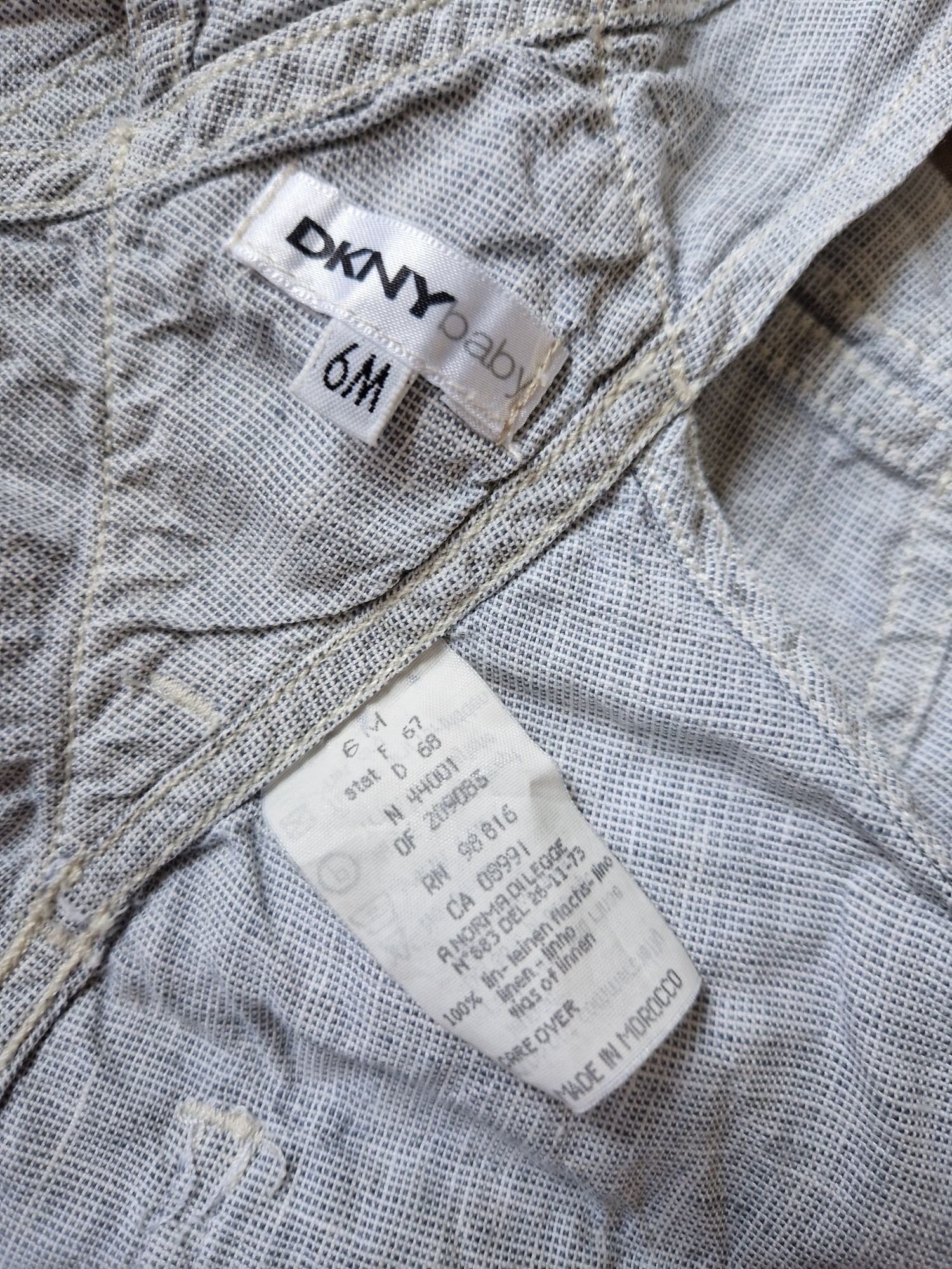Lniane spodnie ogrodniczki DKNY 100% len linen