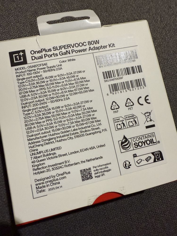 Ładowarka Oneplus Supervooc 80W dwa porty