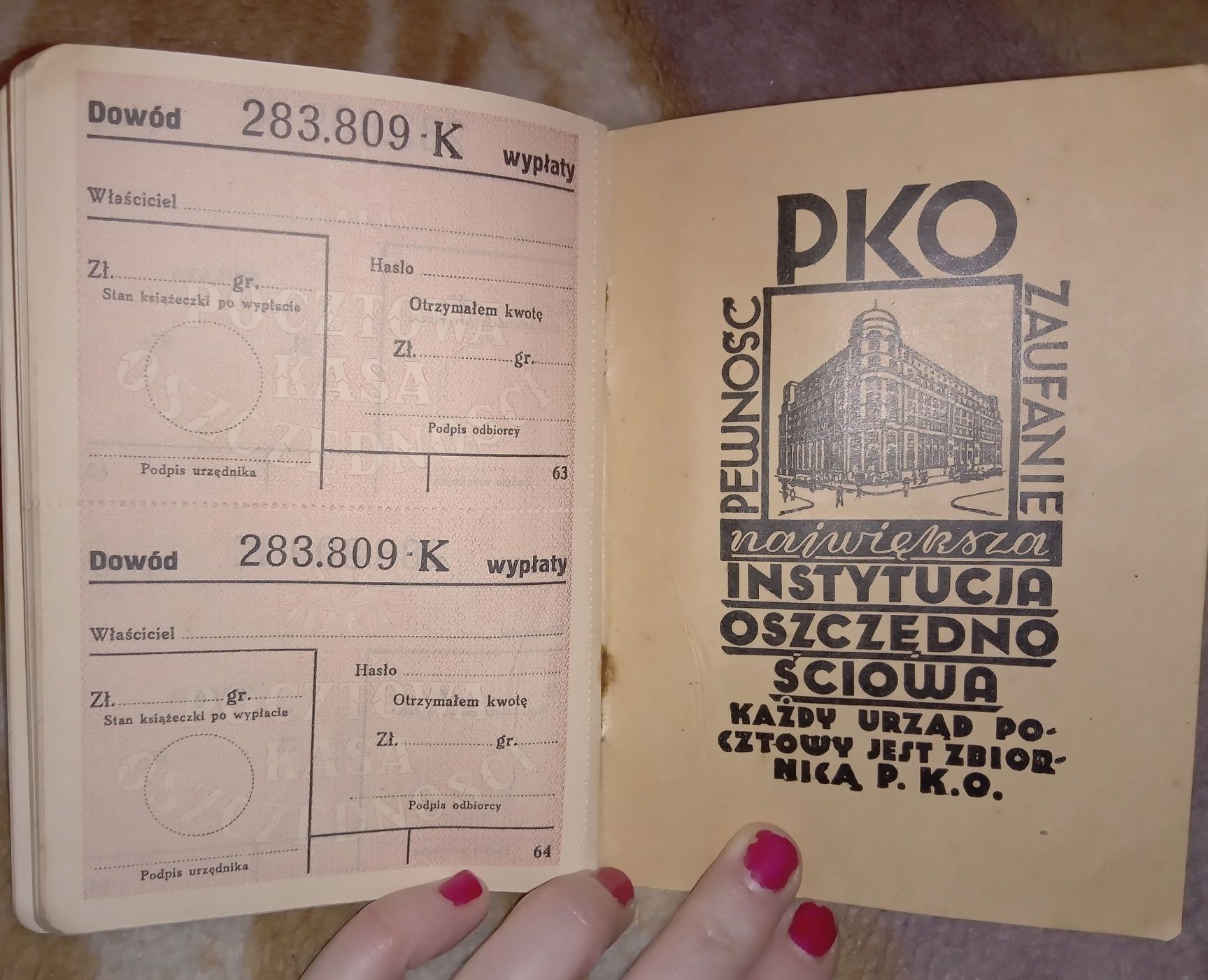 Sprzedam książeczkę oszczędnościową PKO z 1938 roku