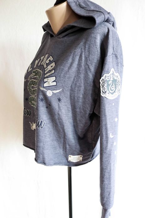 Тепла кофта на дівчинку худі оверсайз S коротке Гаррі Поттер Слизерин