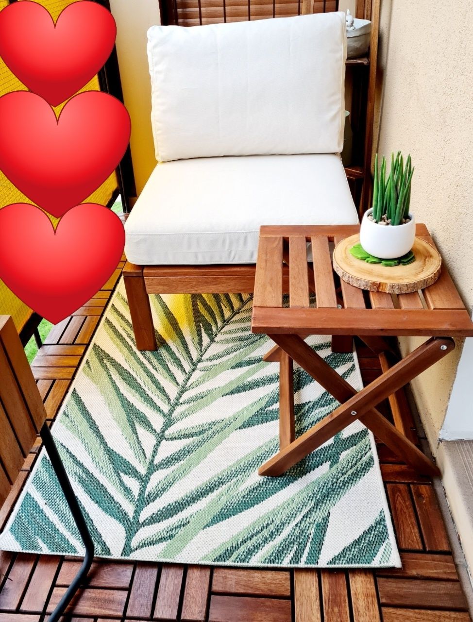 Dywan płaskotkany na taras balkon zielony liść 80x150 cm