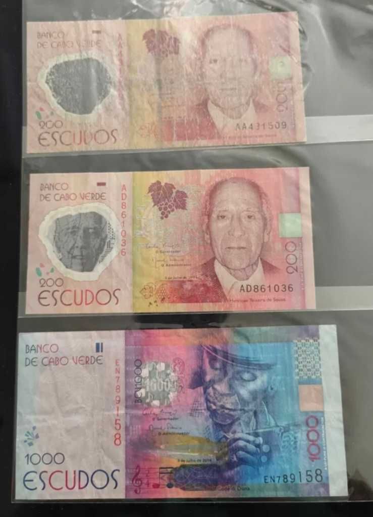 Lote conjunto de 3 notas de Cabo Verde para colecção portes grátis