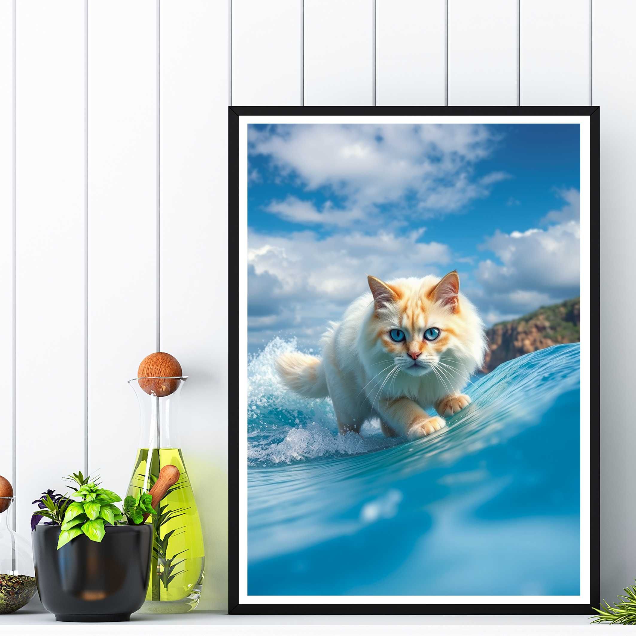 plakat do pokoju kot, obraz do salonu, plakat na ścianę, kot plakat