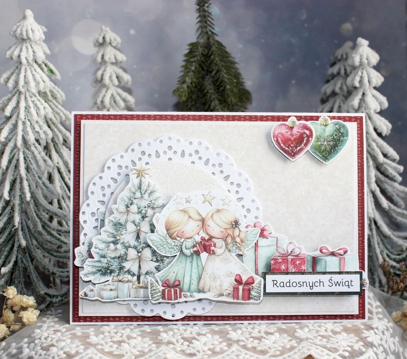 Kartka świąteczna scrapbooking ręcznie robiona