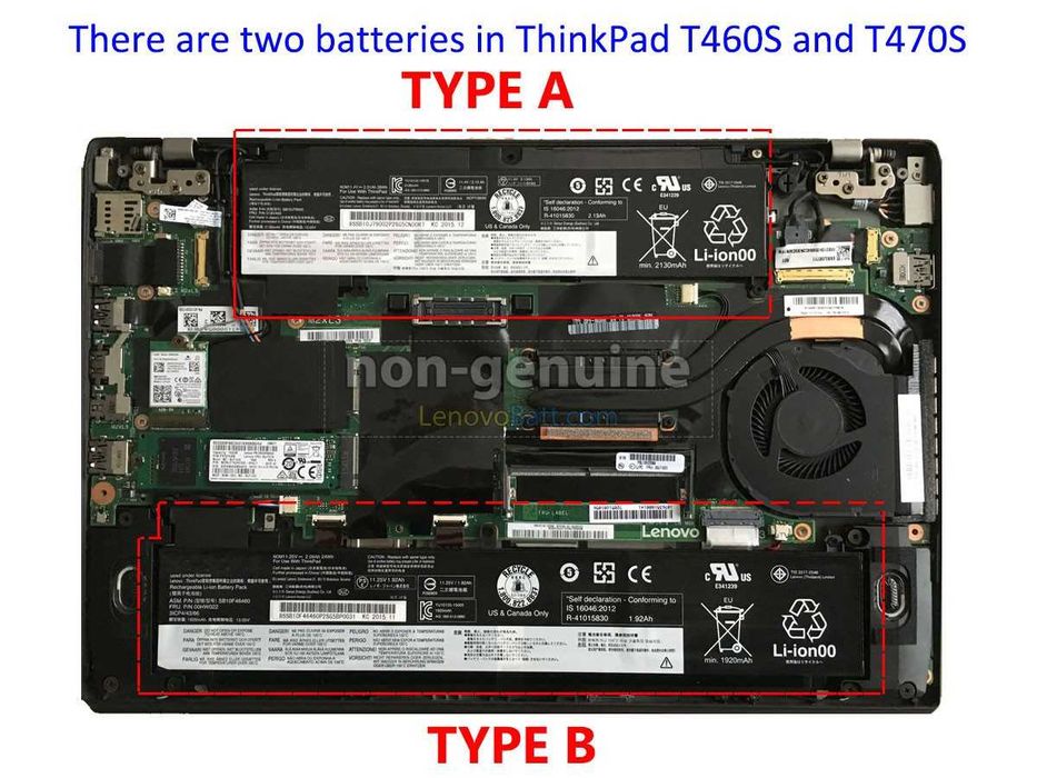 Батарея АКБ Lenovo ThinkPad T470S 00HW022 11.25V 24Wh