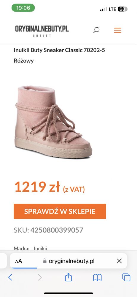 Inuikii classic pink 39 różowe