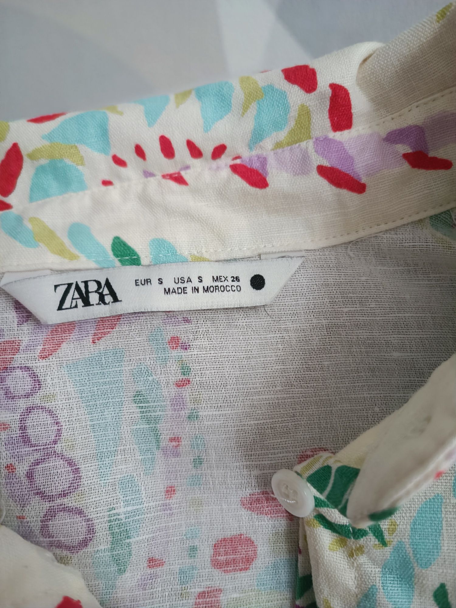 Рубашка свободного кроя лен с принтом Zara