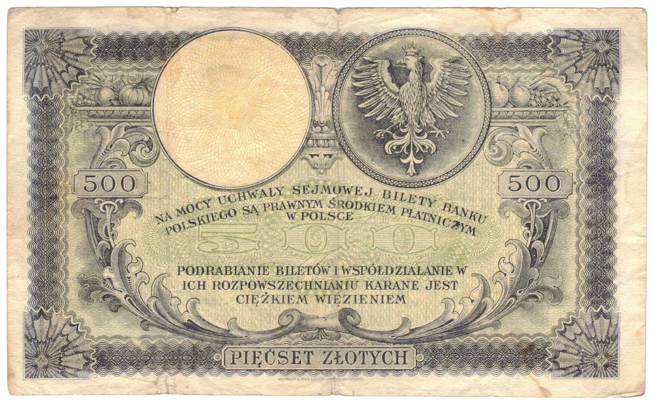 banknot 500 zł. 1919r.