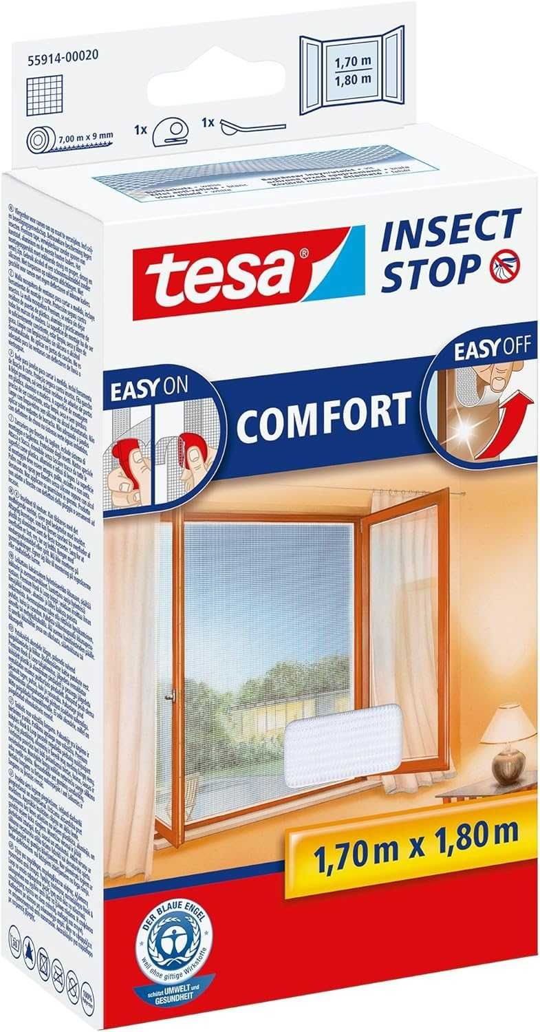 TESA comfort moskitiera do okien, biała 1,7 mx 1,8 m [146]