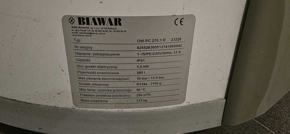 Pompa ciepła BIAWAR OW-PC 270.1 R