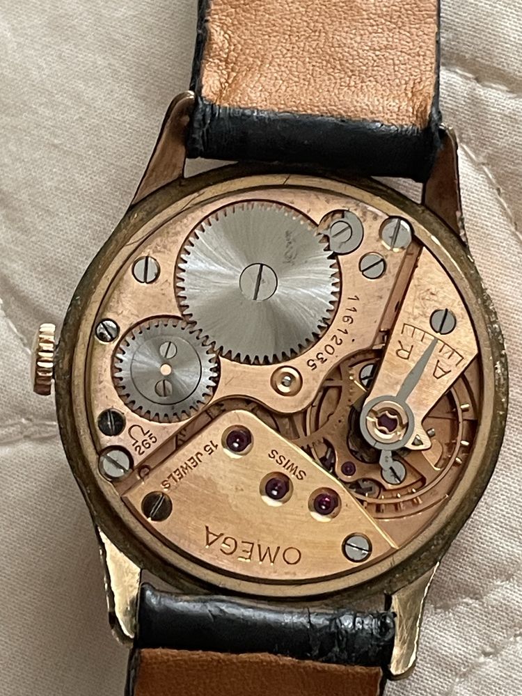 Relogio Omega vintage com pulseira em crocodilo legitimo, anos 50