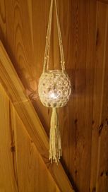 Lampion wiszący makrama boho pleciony handmade