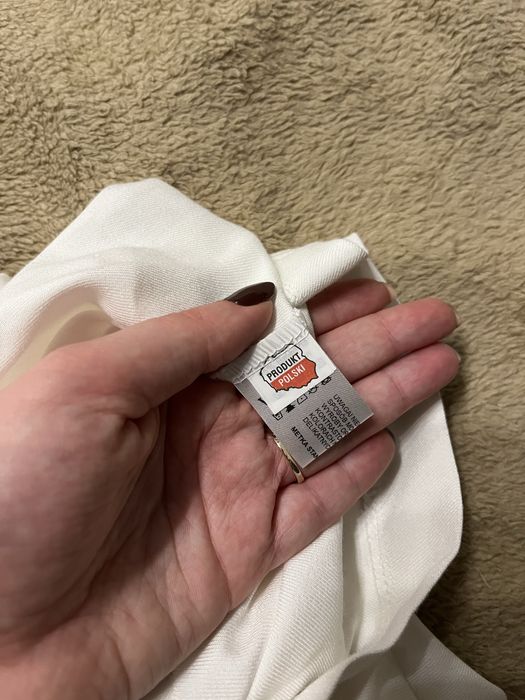 Bialy komplet bluzka i spodnie