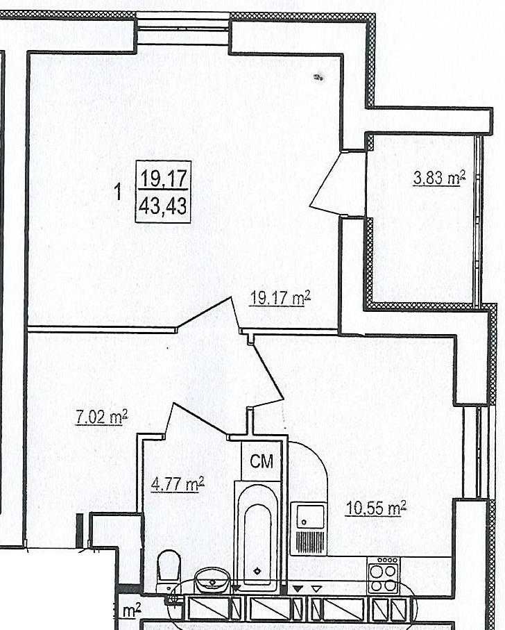 Продам 1-но к. кв-ру ЖК Гідропарк вул.Борткевича,б.11, 43 кв.м 18000