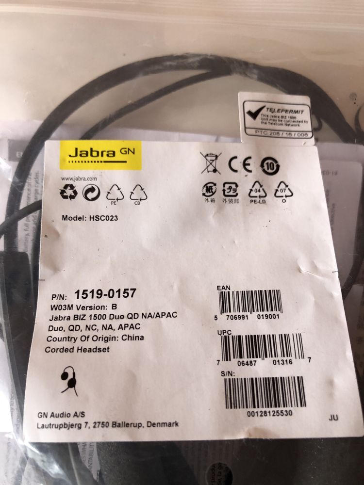 Навушники Jabra BIZ 1500 Duo Hsc023 для колл центру