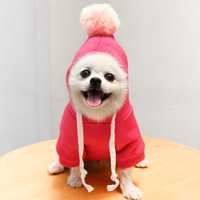 Różowa Bluza dla Psa z Kapturem i Pomponem