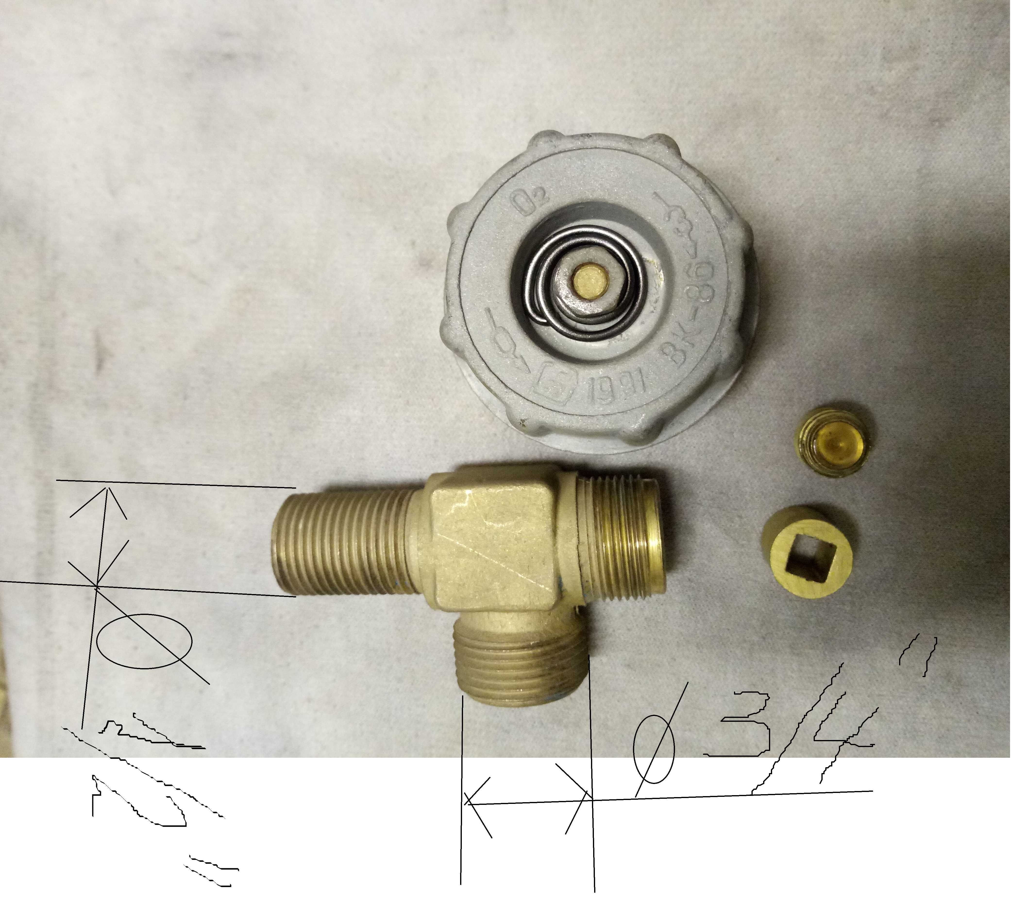 кислородный вентиль   новый с хранения    1\2" ..3\4"