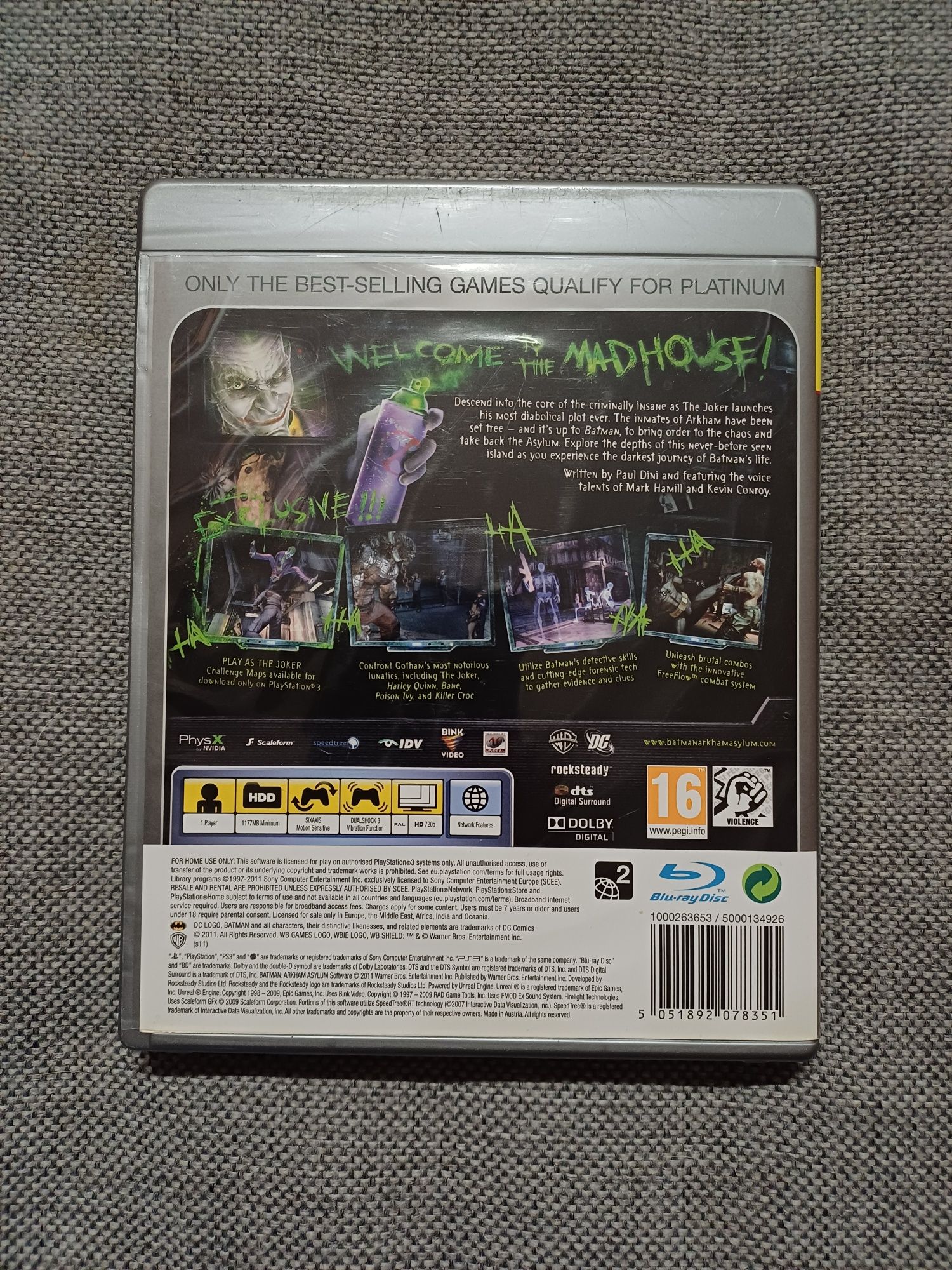 Batman Arkham Asylum PS3 dystrybucja europejska, język angielski