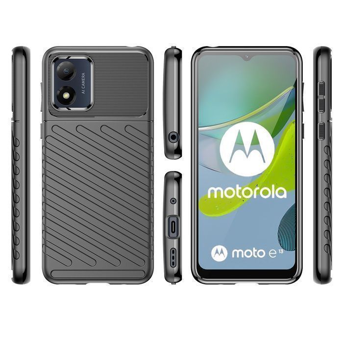 Etui Motorola Moto E13 Thunder Case - Czarne, Ochronne, Elastyczne