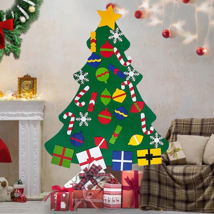 Choinka Ze Zdejmowanymi Ozdobami z Filcu DIY Świąteczna Dekoracja