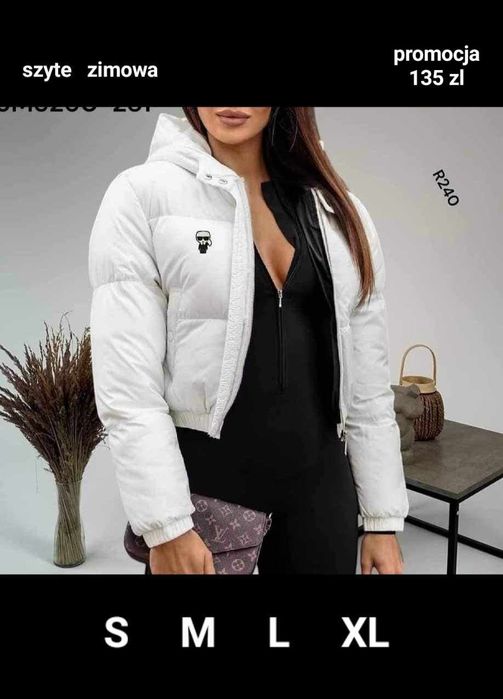 Promocja! Nowa kurtka Damska Zimowa szyte logo S M L XL Różne modele.