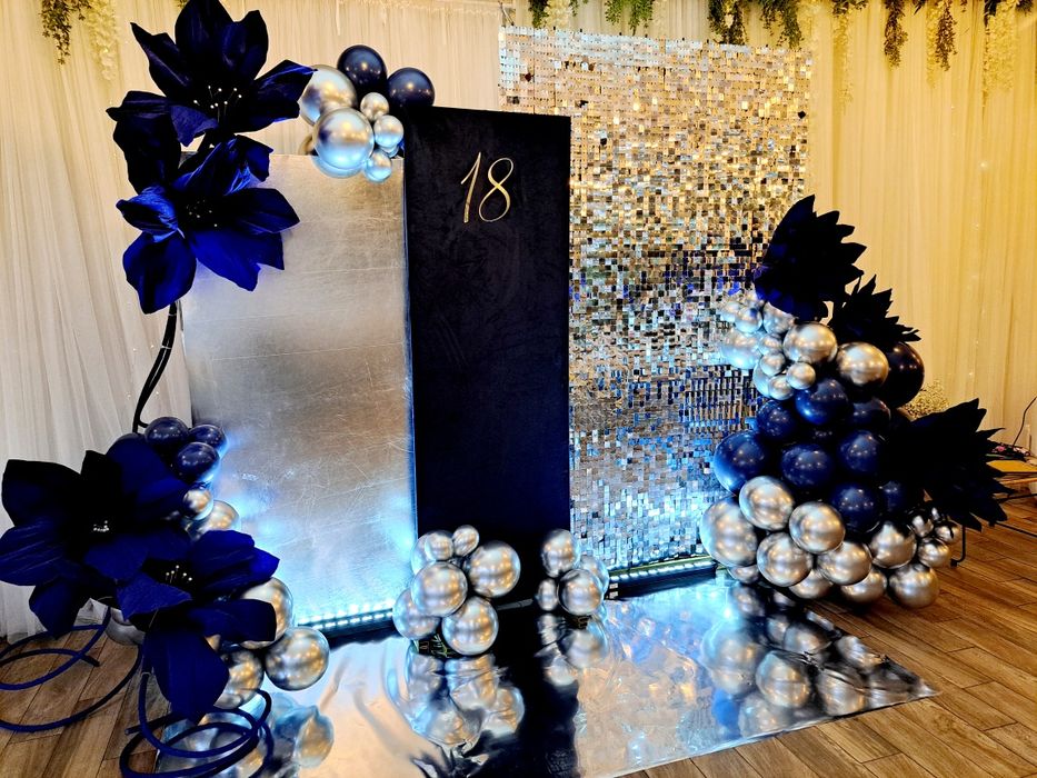 Ścianka cekinowa złota srebrna czarna studniówka  osiemnastka urodziny