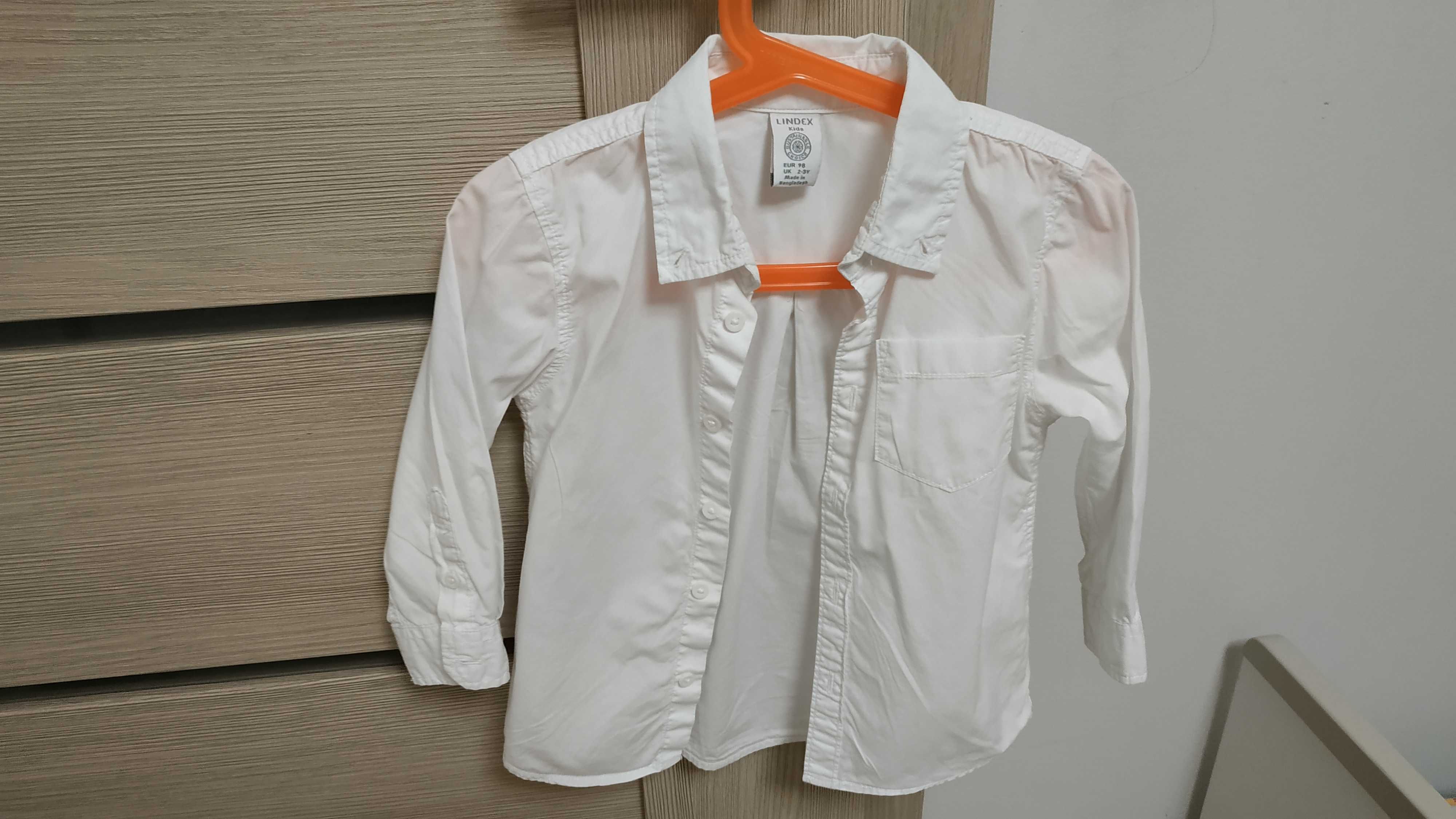 Biała koszula z długim rękawem dla chłopca rozmiar 98 Lindex