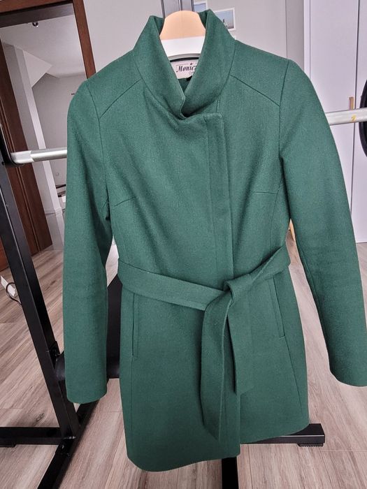 Płaszcz damska zimowy r.36 butelkowa zieleń