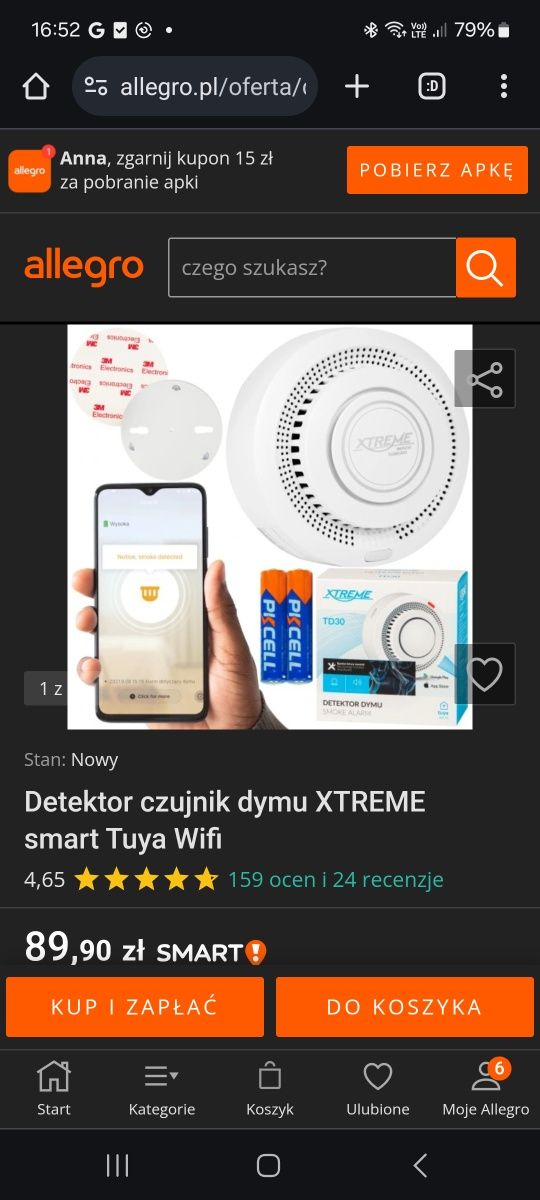 Detektor czujnik dymu Xtreme sprawny