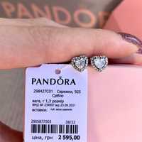 Сережки Pandora Оригинальные серьги Пандора новые серьги Пандора