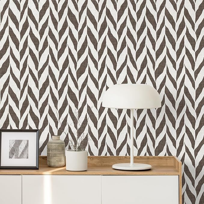 Tapeta VEELIKE w brązowy chevron - boho geometria do wnętrz